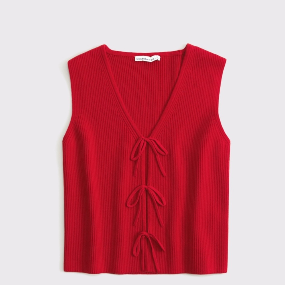 Abercrombie & Fitch Red Ribbed Knit Top